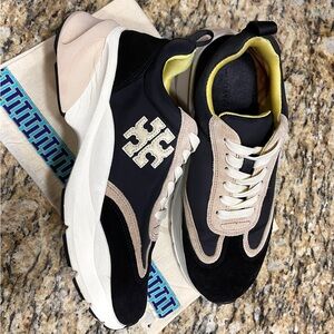 Tory Burch Good Luck Black and Cream Sneakers sz 8.5 women’s